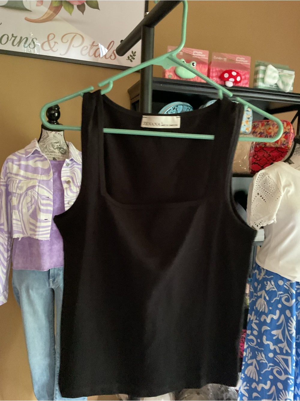 Zenana Outfitters Black Square-Neck Tank Top